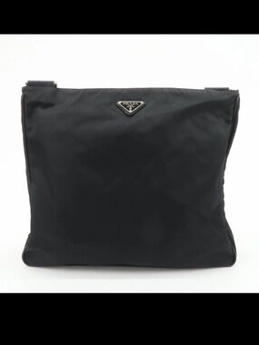 Prada Tessuto Nylon Triangle Logo Shoulder Bag Crossbody Messenger Leather